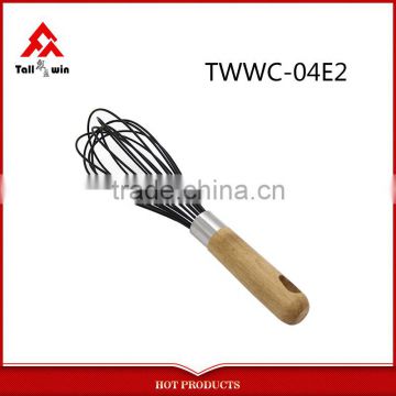 FDA silicone egg whisk wooden handle in yangjiang