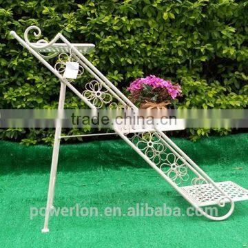 POWERLON Vintage Shabby chic 3 tiers stair metal plant stand outdoor furniture garden sets