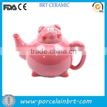 Pink pig ceramic animal shaped tea pot