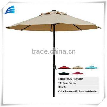 Patio Market Sun Beige Umbrella with Push Button Tilt and Crank