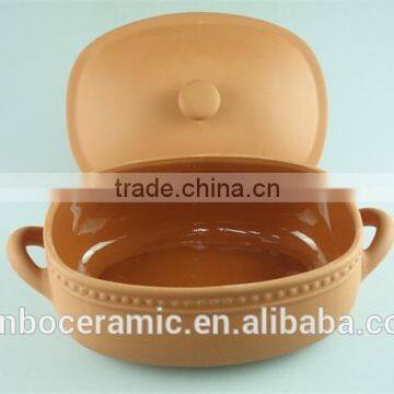 Ceramic Rectangular Terracotta Clay Pots Turren With Lid, Soup Pot Serv Dish 5.5 L Capacity photo-3