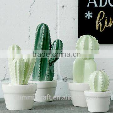 Artificial mini ceramic cactus plants