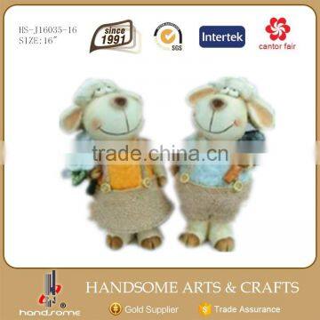 15.5 Inch Garden Decoration Resin Gift Lively Animal Sculpture Pair Cow Statue photo-2