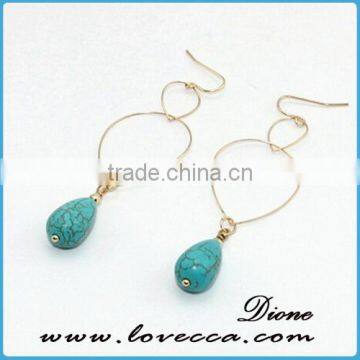 Natural Gemstone Earring Stud Jewelry Real Turquoise Green Stone Earring photo-2