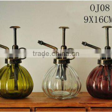 pumpkin shape glass spray bottle with plastic tap/watering can