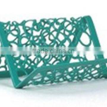 Green Hollow Dot Pattern Metal Punched Decorative Desk Name Card Holder photo-2