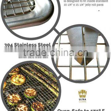 100% Stainless Steel Cooling Rack for Baking by Ultra Cuisine 10"x15" Fits Jelly Roll Pan, Heavy Duty Wire Grid Oven Safe for Ro photo-5
