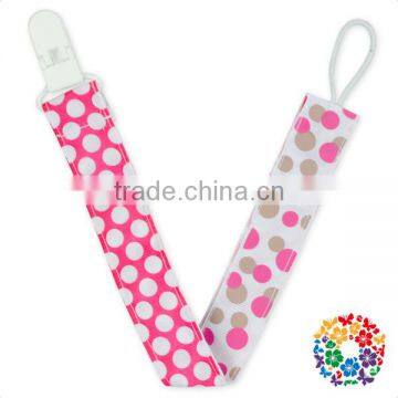 Green Narrow Chevron Ribbon White Plastic Pacifier Clips photo-2