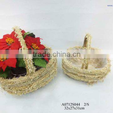 Straw baskets with handle