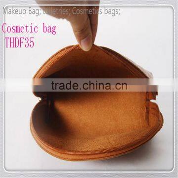 Brown Cosmetic Bag Custom Cosmetic Bag Make up Bag Brass Zipper Four Size Available