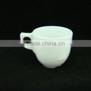 White melamine drinking mug with handle