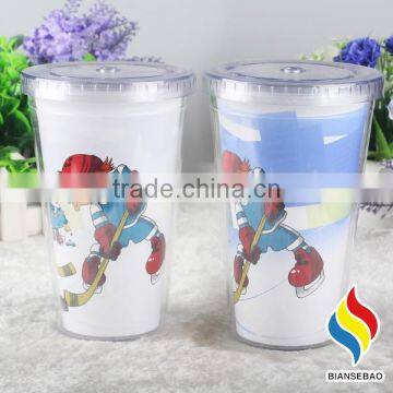 Double Wall Plastic Tumbler With Removable Paper Insert
