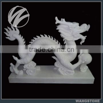 Outdoor Chinese Style White Stone Dragon Statue