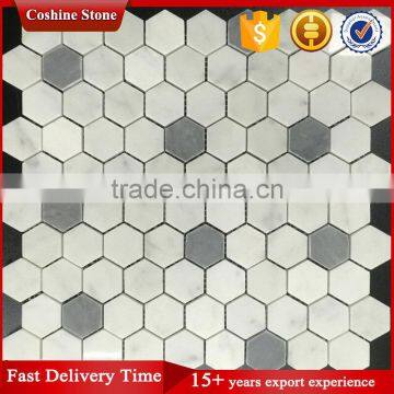 Popular hexagon grey white carrara marble stone mosaic