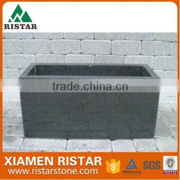 Square black stone flower pot for garden