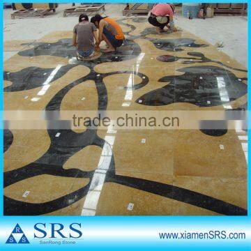 Marble waterjet inlay medallion for flooring