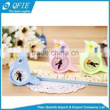 Promotional Kid's Gift Lovely Bird Shape Clock Model Plastic Mechanical Pencil Sharpener With Two-hole photo-5