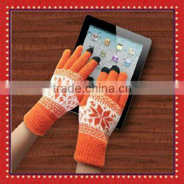 Jacquard Three Finger Touch Gloves