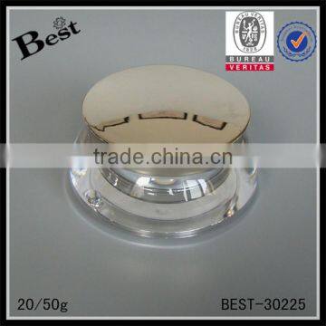 china suppliers best sellers 20g 50g clear outside pp inner acrylic jar cosmetic cream plastic jar with silver UV lid cost price