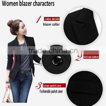 NEW Women Slim One Button Long Sleeve Black Women Blazers 2014 photo-2