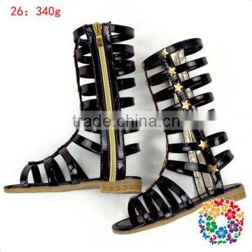 Flat Black PU New Style Simple Shoes China Wholesale Kids Shoes Girls Sandals