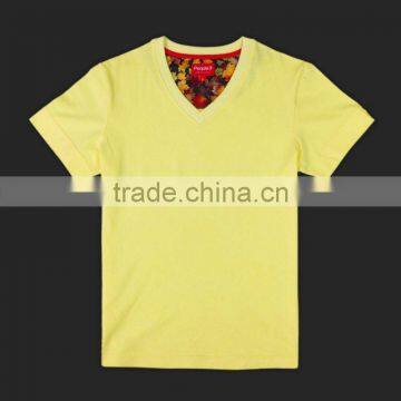 v collar neck/plain v neck t shirt with silk screen printing