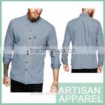 2016 long sleeves custom high quality denim shirts wholesale