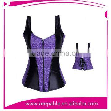Victoria Front Zipper Fullbust Half Set Double Color Corsets