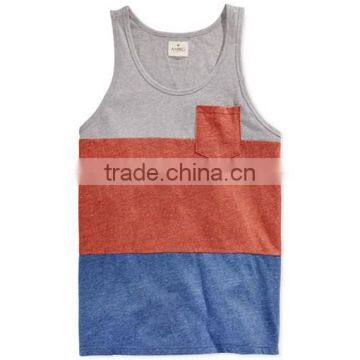 men's casual dressing colorblocked pocket Tank