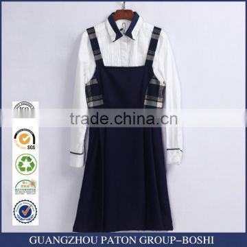 Cotton Navy Blue School Girls Uniform Dress Pinafore