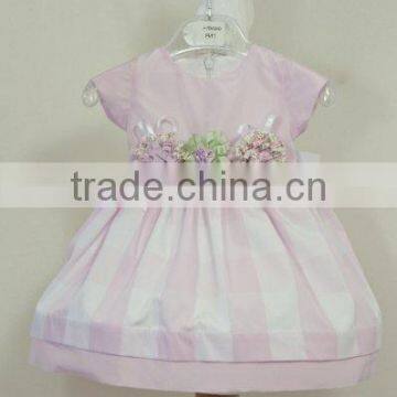 Lovely flower baby cotton dress , baby girls plain cotton dress