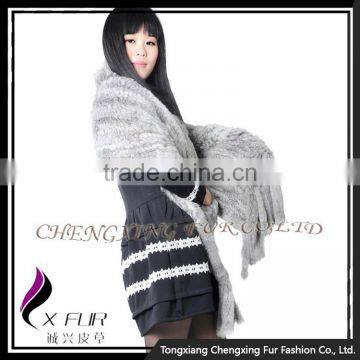 CX-B-01D 2016 Wholesale Stock Knitted Pocket Scarf Rabbit Fur Lady Fur Shawl photo-6