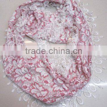 Fashion 100%cotton lace scarf