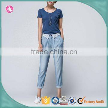 Ladies Top Design Woman Denim Trousers Denim Jean Fabric Denim Jeans Pent