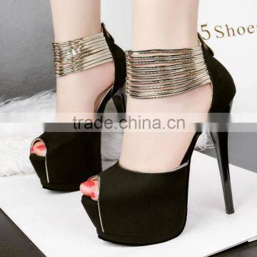 Zm50268b Fashion Waterproof Shoes Ladies High Heels 8cm High Heel Suede Women Sandal photo-2