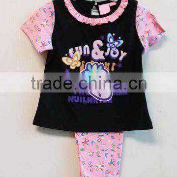 Newest Lovely Baby Girl Summer Pajama Knitted Cap Sleeve Pajama Set TP-7714