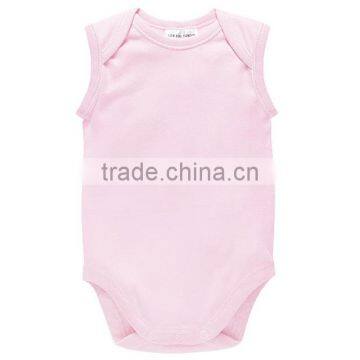 High Quality Sleeveless Blank White Cotton Baby Romper Bodysuit photo-3