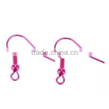 Copper Ear Wire Hook Fuchsia With Spring Ball Loops 19mm x 19mm,50Pairs