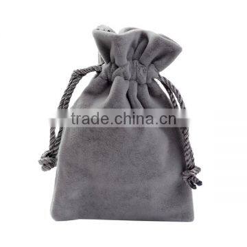 Velvet Jewelry Bags Drawstring Rectangle Gray 12cm x7.6cm