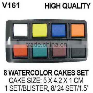 8 VIBRANT WATERCOLOR PAINTS CAKES SET