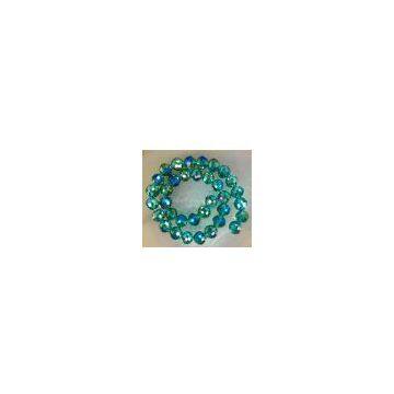 5x6mm Faceted Green AB Rainbow Crystal Beads
