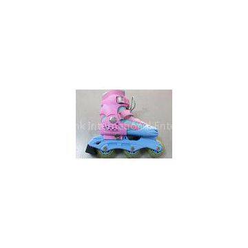 Adjustable Pink Girls 3 Wheel Inline Skating Shoes with Aluminum Blue Chassis