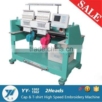 YINGYING 1502 1202 2heads double heads 15needles 12colors 12needles compact flat and cap t shirt computerized embroidery machine