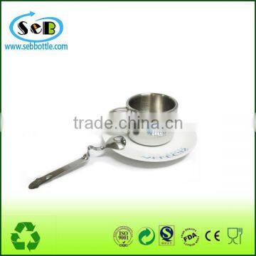 Mini stainless steel mini Cup and Saucer with stir spoon , Kulhed Cup and Saucer with mixing spoon