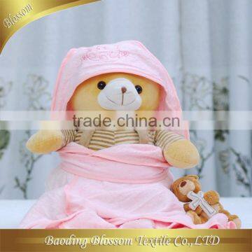 Embroidery Bamboo Fiber Baby Hood Blanket HRM Healthy Infant Wrap Babe Gift Set Blanket Bath Towel