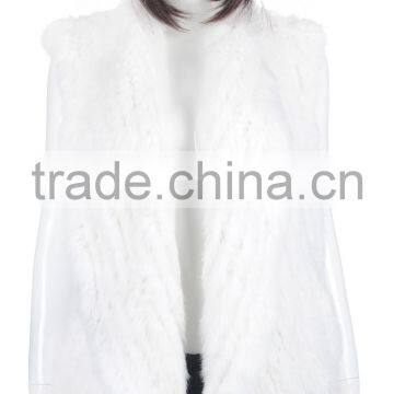 YR078 New Arrival Top Quality Chic Women Apparel Genuine Rabbit Knitted Sleeveless Vest photo-3