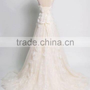 Wholesale Elegant Beaded A-line Scoop Neckline and Short Sleeve Wedding Gown wedding bridal dress TS54