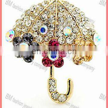 gold crytsal umbrella fashion flashing brooch jewelry