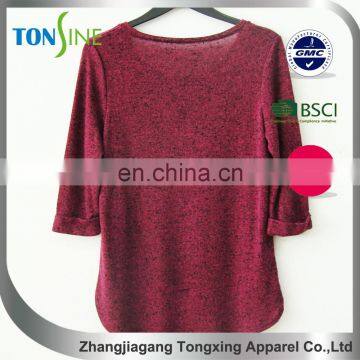 Women's Yarn Dyed Three Quarter Sleeve Top photo-2