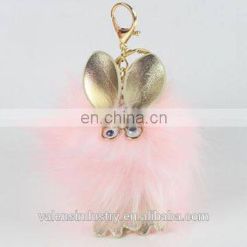 Hot Sales Wholesale Fluffy Faux Fox Fur Pom Poms Keychain Bird Shape Pom Pom Ball Pendant for Woman Cellphone/handbag/hats/Car photo-3